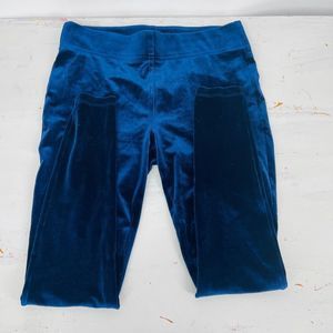 Loft Blue velvet pull on skinny legging pants  M